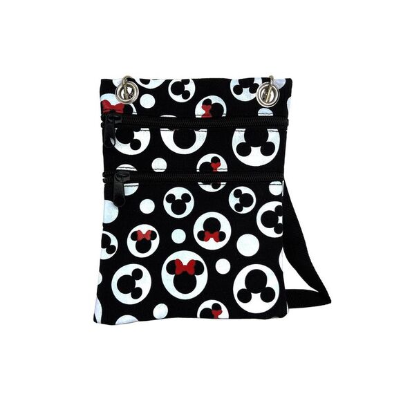 Disney Mickey & Minnie Mouse Passport Bag All-Over Print Travel Crossbody Purse - Picture 1 of 10